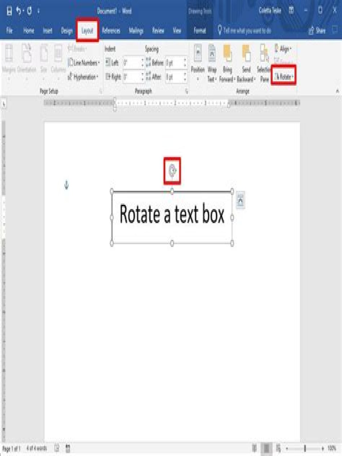 How do I rotate an image in Word?