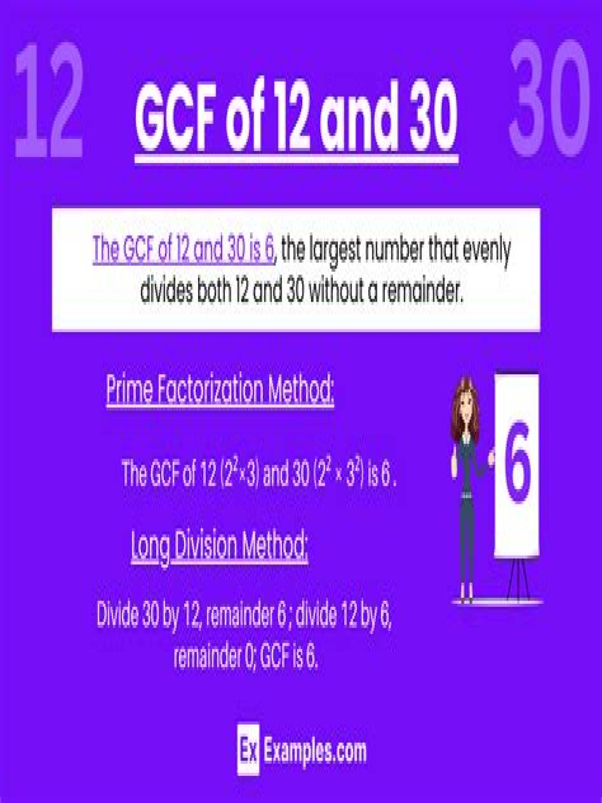 What is the GCF in 12 and 30?